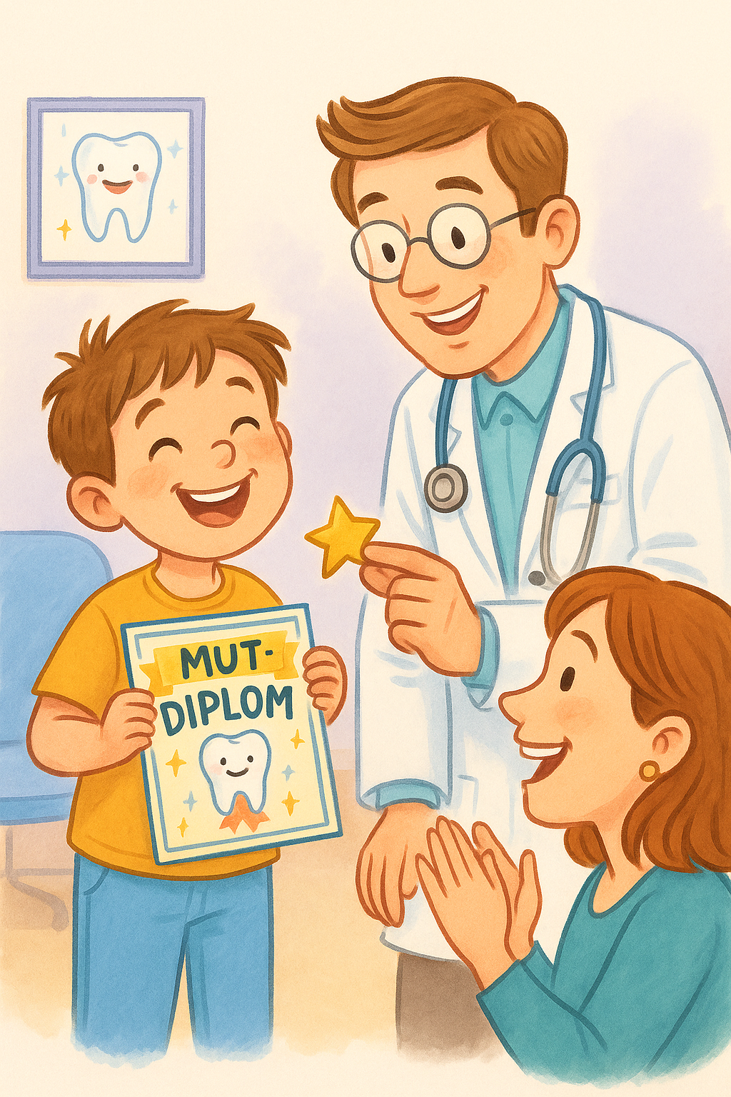 Vorschau: Mutdiplom und Belohnungs-Sticker für Kinder – positives Ritual nach dem Zahnarztbesuch